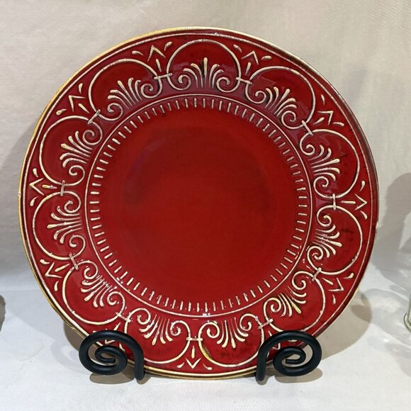 Maioliche Jessica Large Holiday Serving Plate Bowl 12" Red Made in Italy - Picture 1 of 4